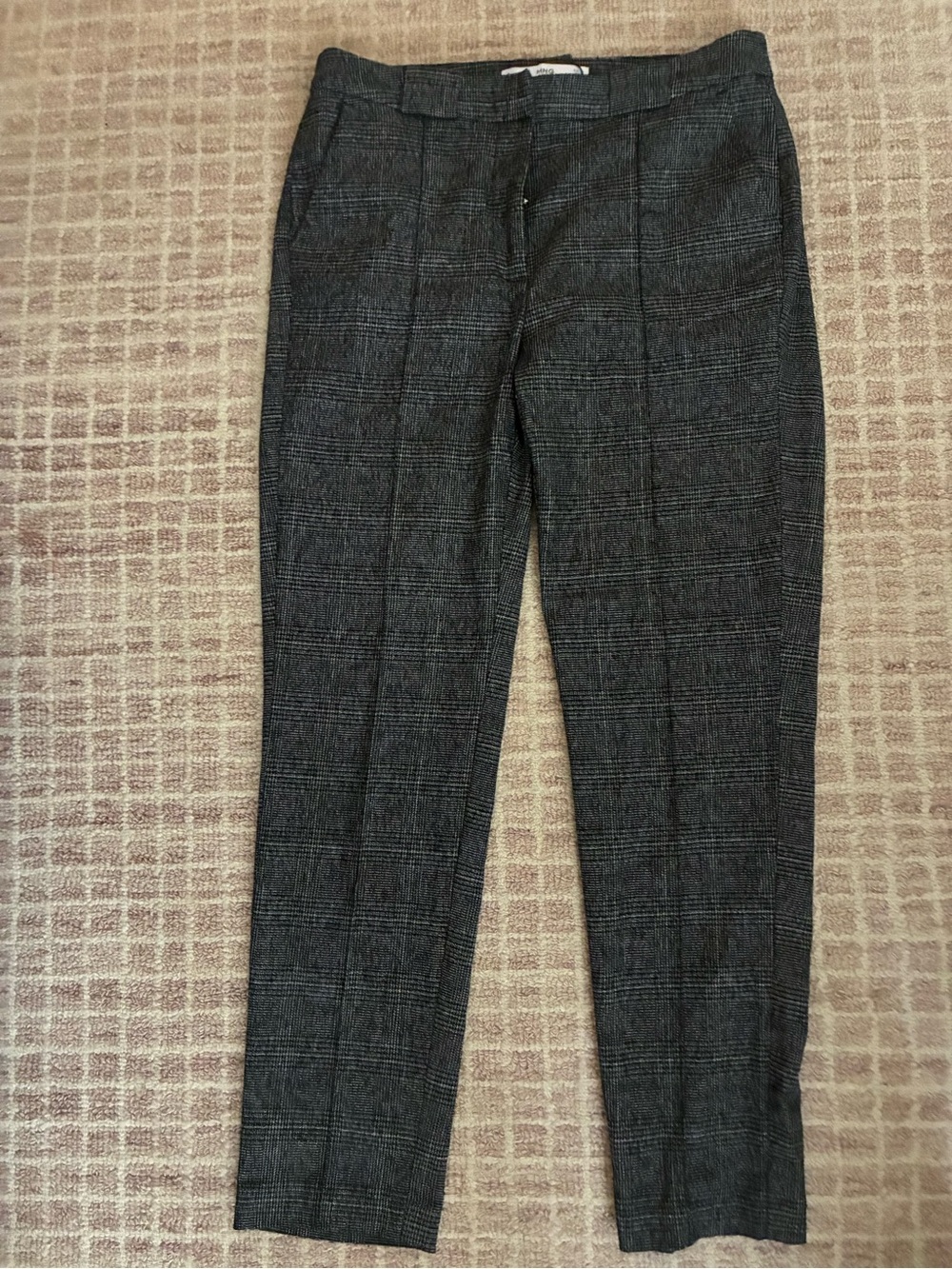 Mango Dark Gray Plaid straight leg pants